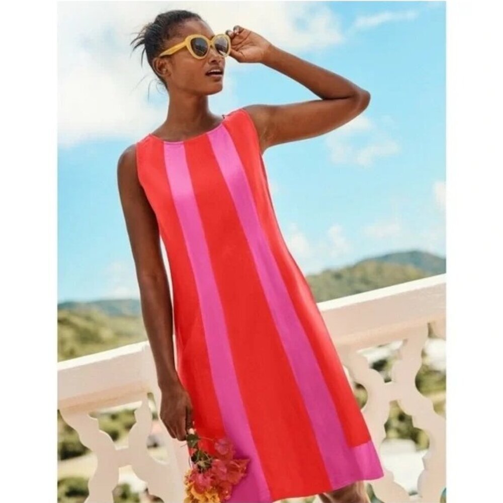 BODEN Tilly Red and Pink Striped Women's Dress Size 8P New